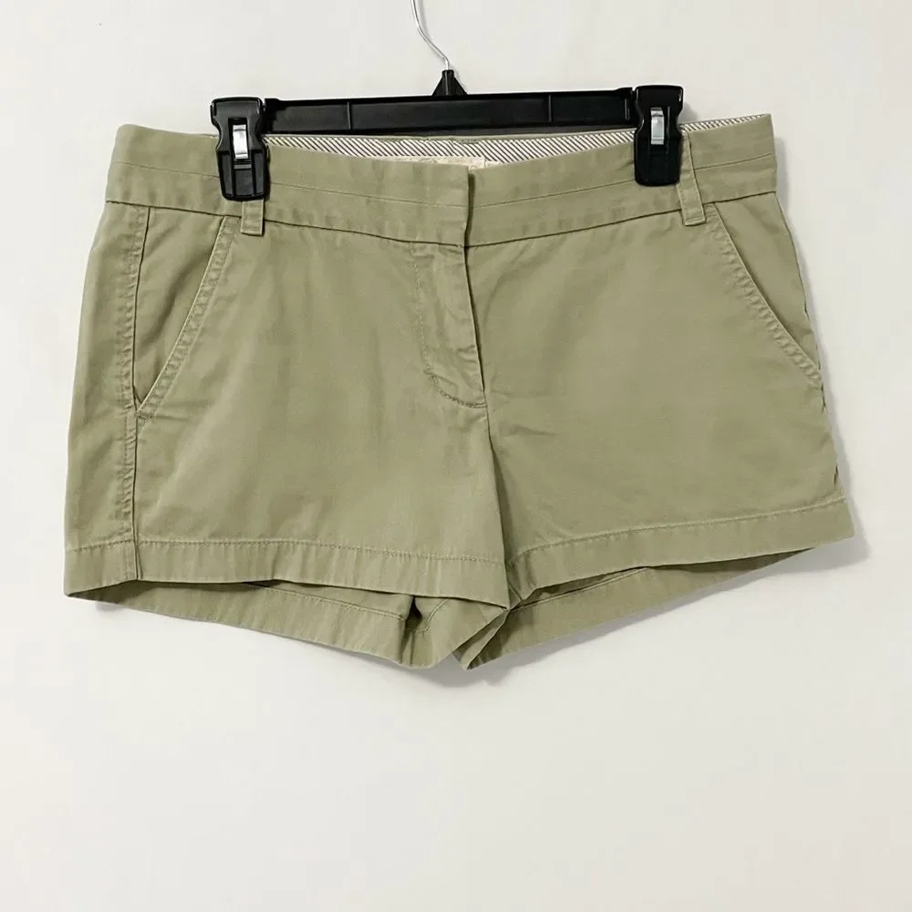 J. Crew Weathered Chino Shorts Olive Green Size 6